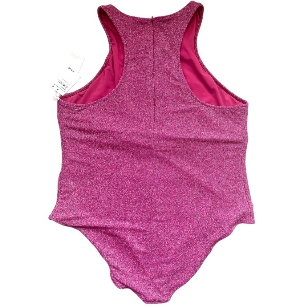 GOOD AMERICAN Hawaiian Pink Sparkle Racerback One Piece Swimsuit Size 7(4XL) NWT - Picture 4 of 11